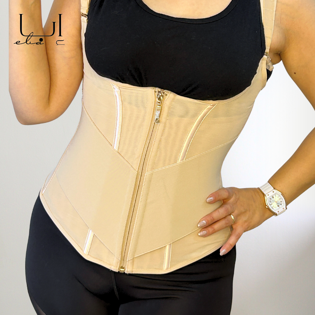 مشد القوة مع 9 دعامات بمستويات أمامية وسحاب أمامي