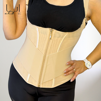 مشد القوة مع 9 دعامات بمستويات أمامية وسحاب أمامي