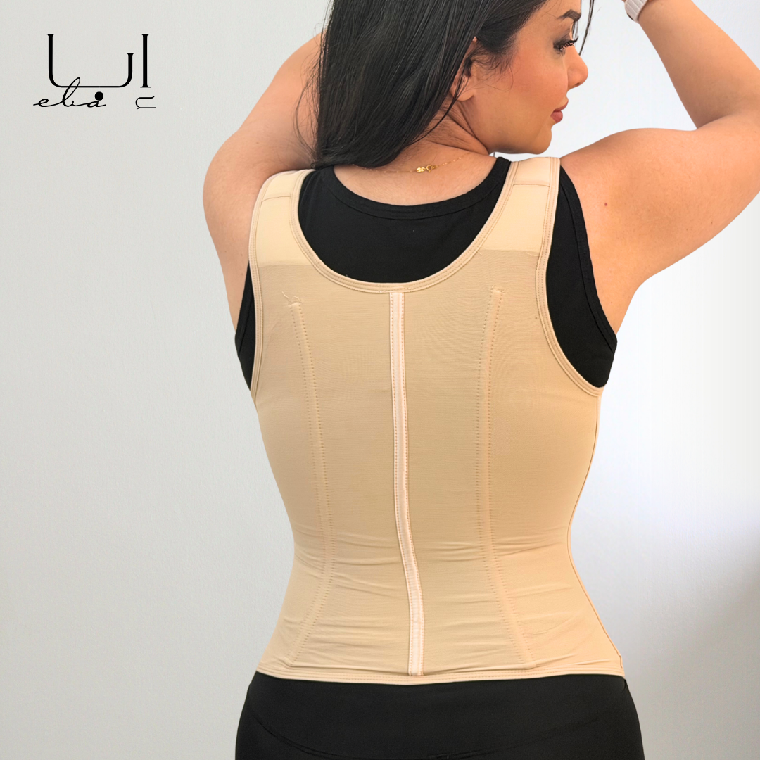 مشد القوة مع 9 دعامات بمستويات أمامية وسحاب أمامي