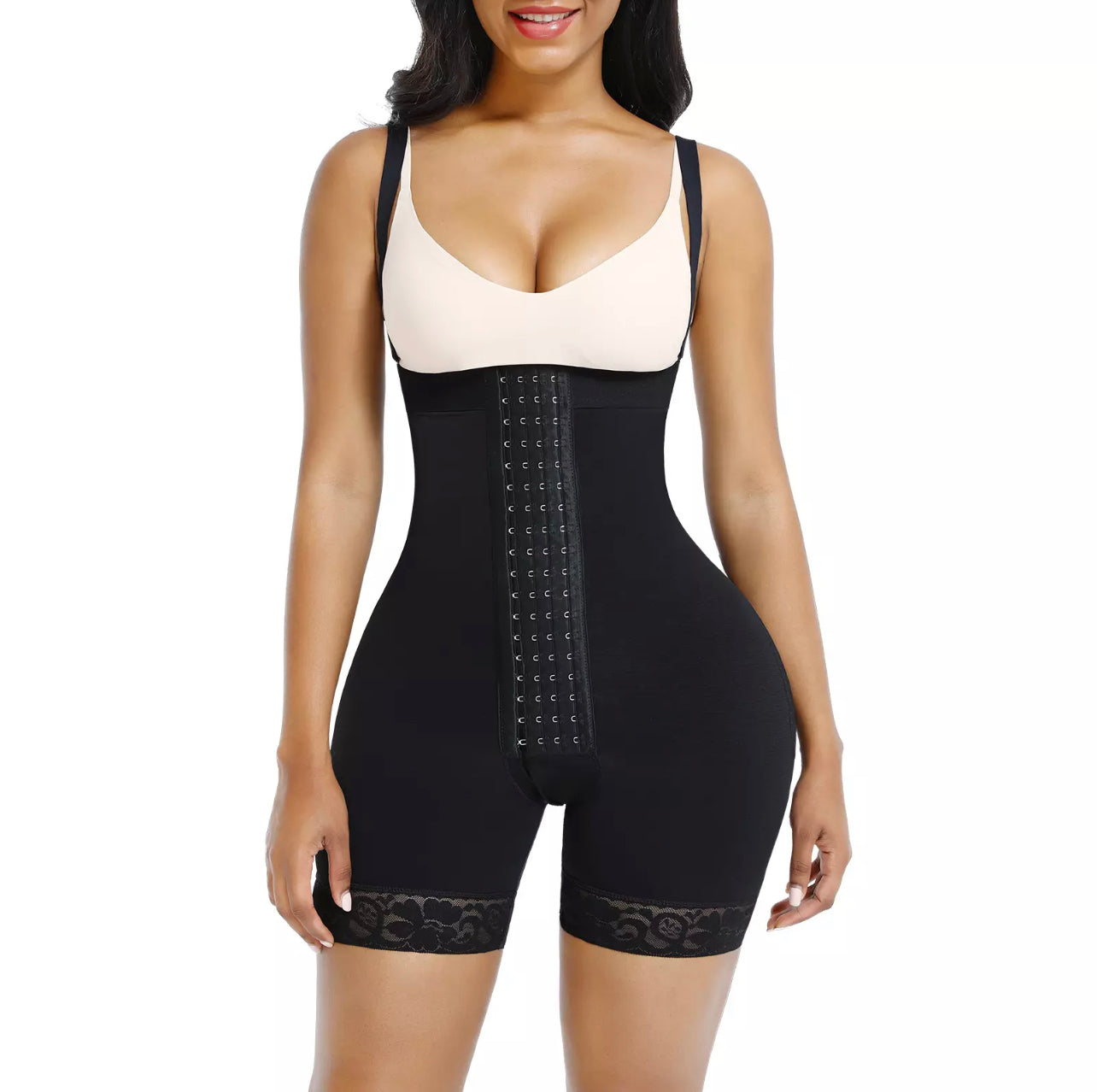 Body sculpting and shaping corset with front clips